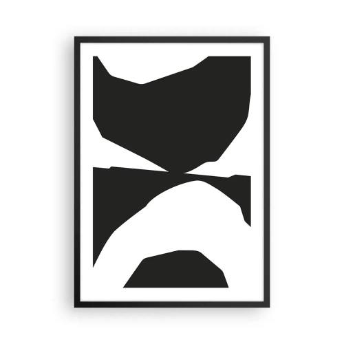 Poster in einem schwarzem Rahmen - Abstrakte Schwarz-Weiß-Komposition - 50x70cm - Positiv negativ - Moderne Wanddekoration für Wohnzimmer und Schlafzimmer ARTTOR