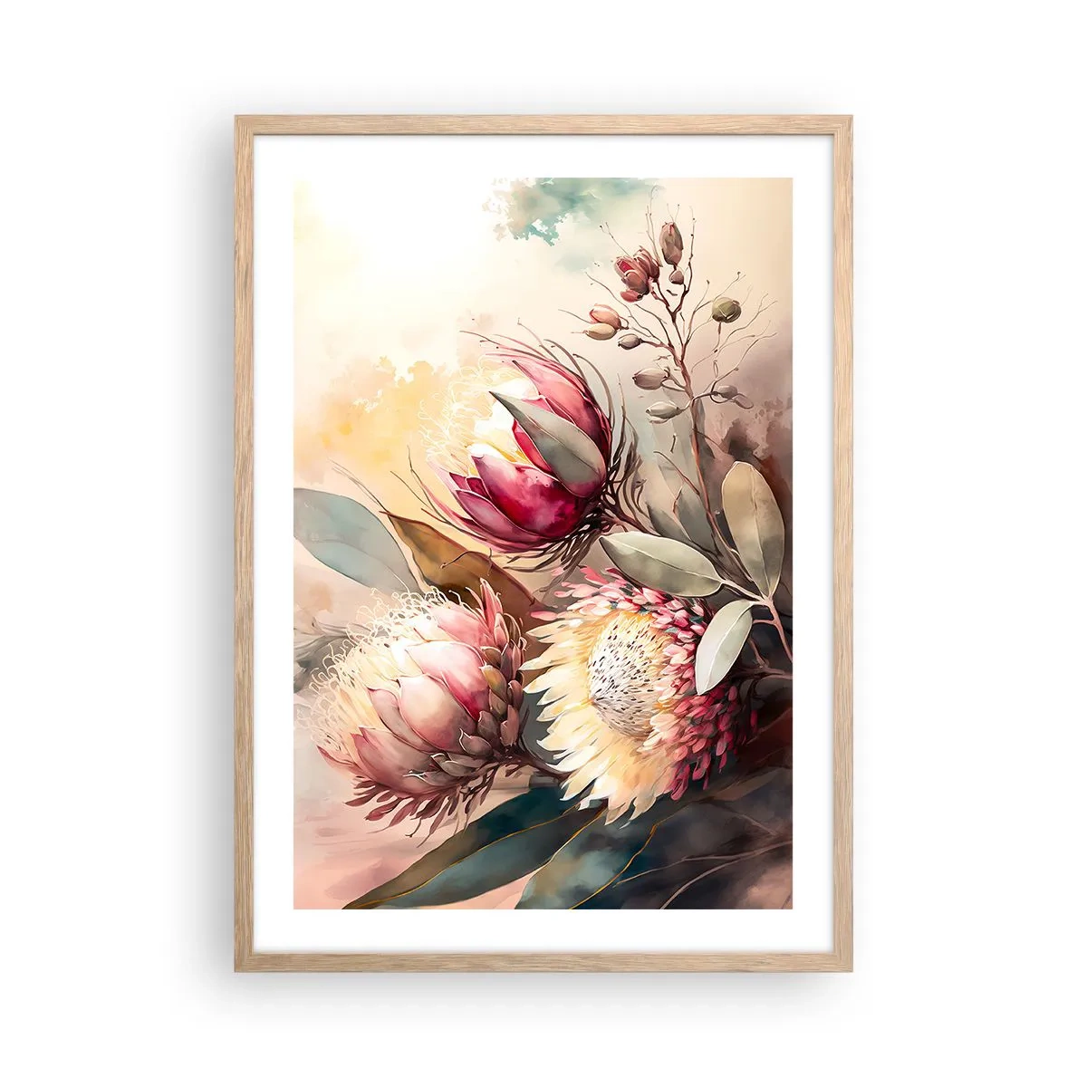 Poster in einem Rahmen aus heller Eiche - Im Profil und en face - 50x70 cm