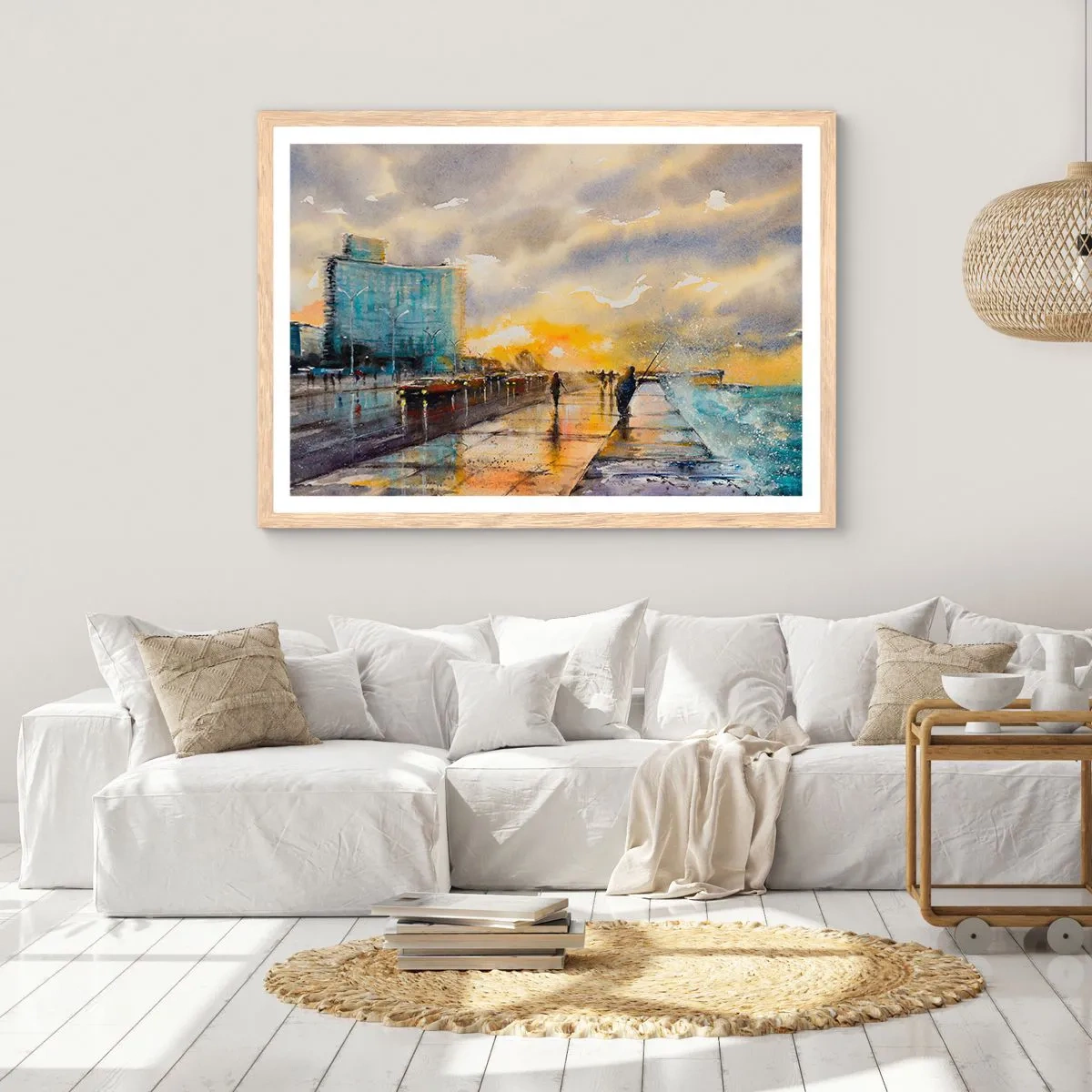 Poster in einem Rahmen aus heller Eiche - Leben am Ufer - 91x61 cm