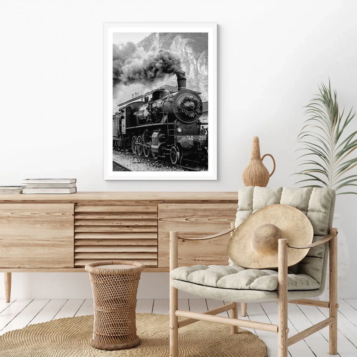 Poster in einem weißen Rahmen - Steht am Bahnhof ... - 30x40 cm