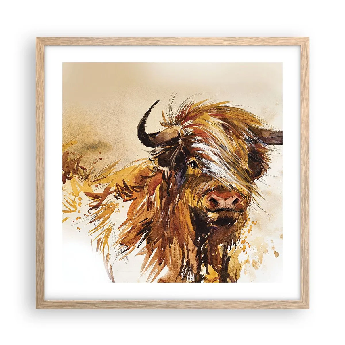Poster in einem Rahmen aus heller Eiche - Stolz des Jägers - 50x50 cm