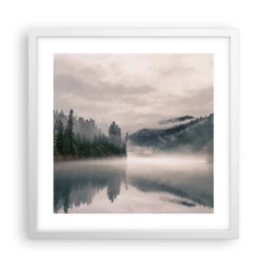 Poster in einem weißen Rahmen - In Reflexion, im Nebel - 40x40 cm