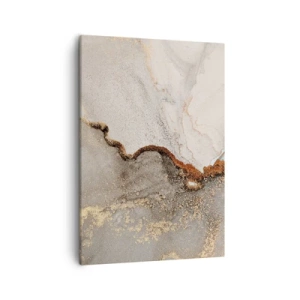Bild auf Leinwand - Leinwandbild - Abstraktes Motiv mit Gold- und Grautönen - 50x70cm - An der Grenze der Farben - Moderne Wanddekoration für Wohnzimmer und Schlafzimmer ARTTOR