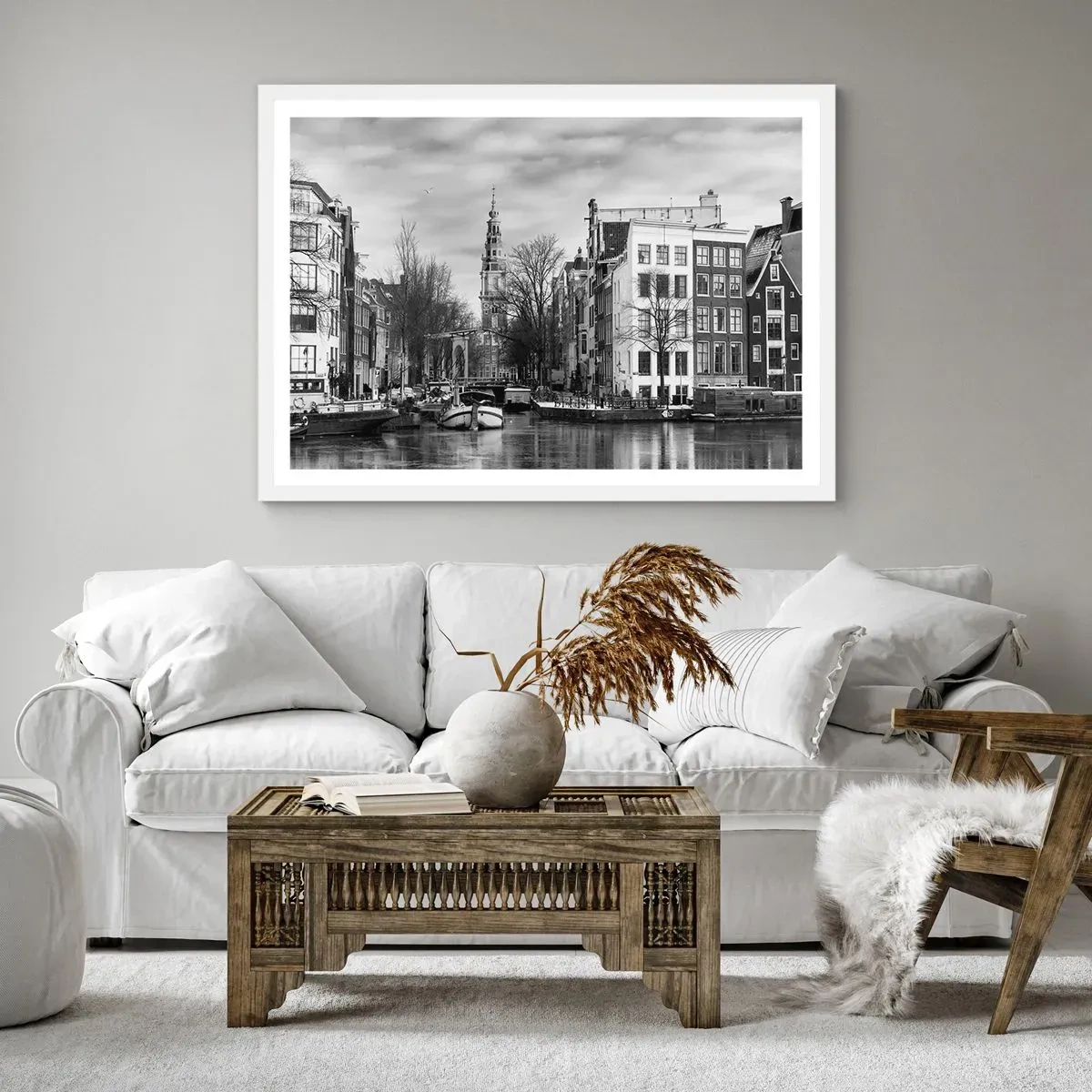 Poster in einem weißen Rahmen - Amsterdamer Atmosphäre - 50x40 cm