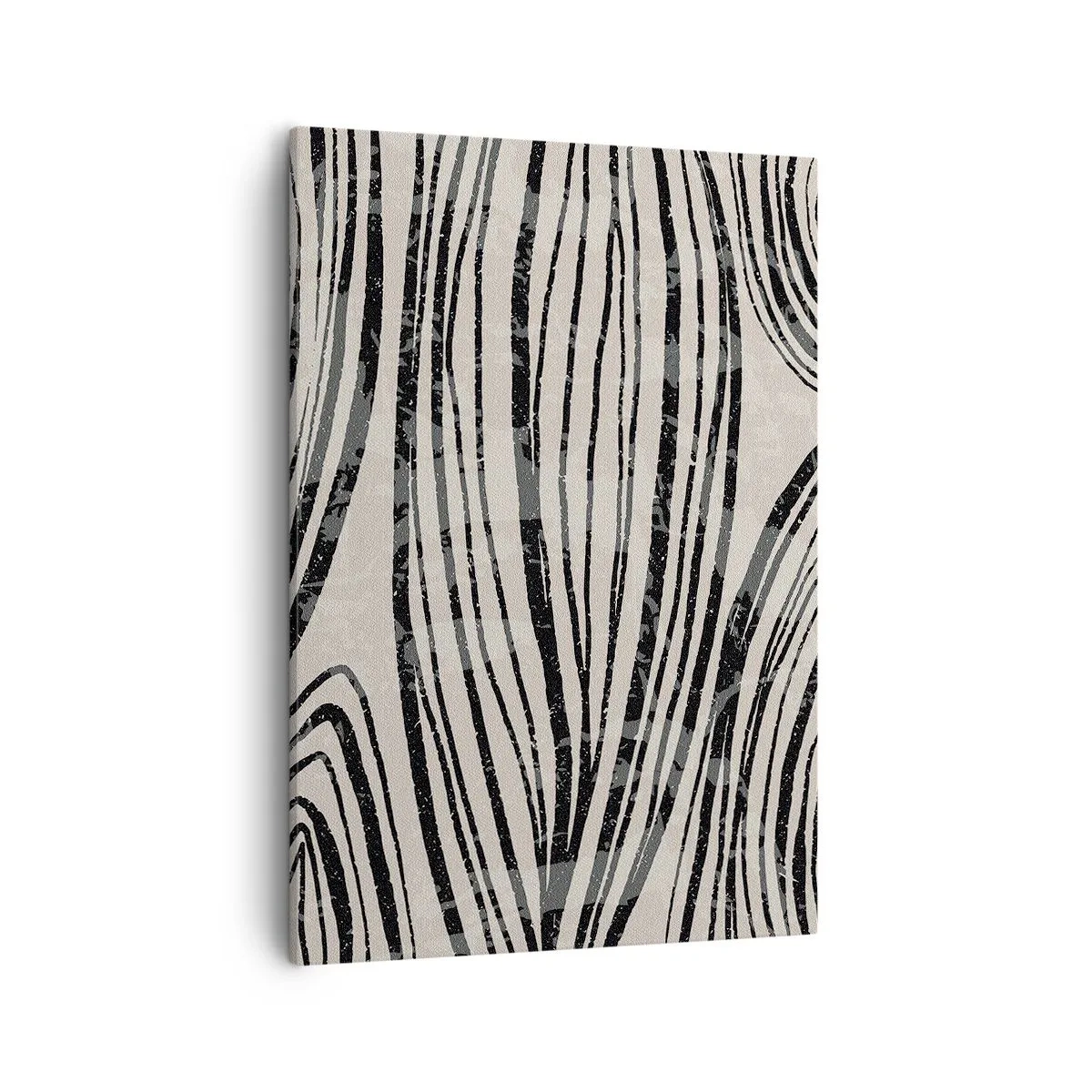 Bild auf Leinwand - Leinwandbild - Abstrakte Wellen in Schwarz-Weiß-Tönen - 50x70cm - Linienpool - Moderne Wanddekoration für Wohnzimmer und Schlafzimmer ARTTOR