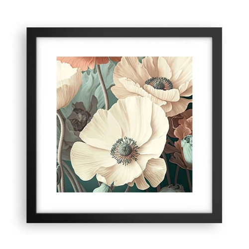 Poster in einem schwarzem Rahmen - Flüstern von Mohnblumen - 30x30 cm