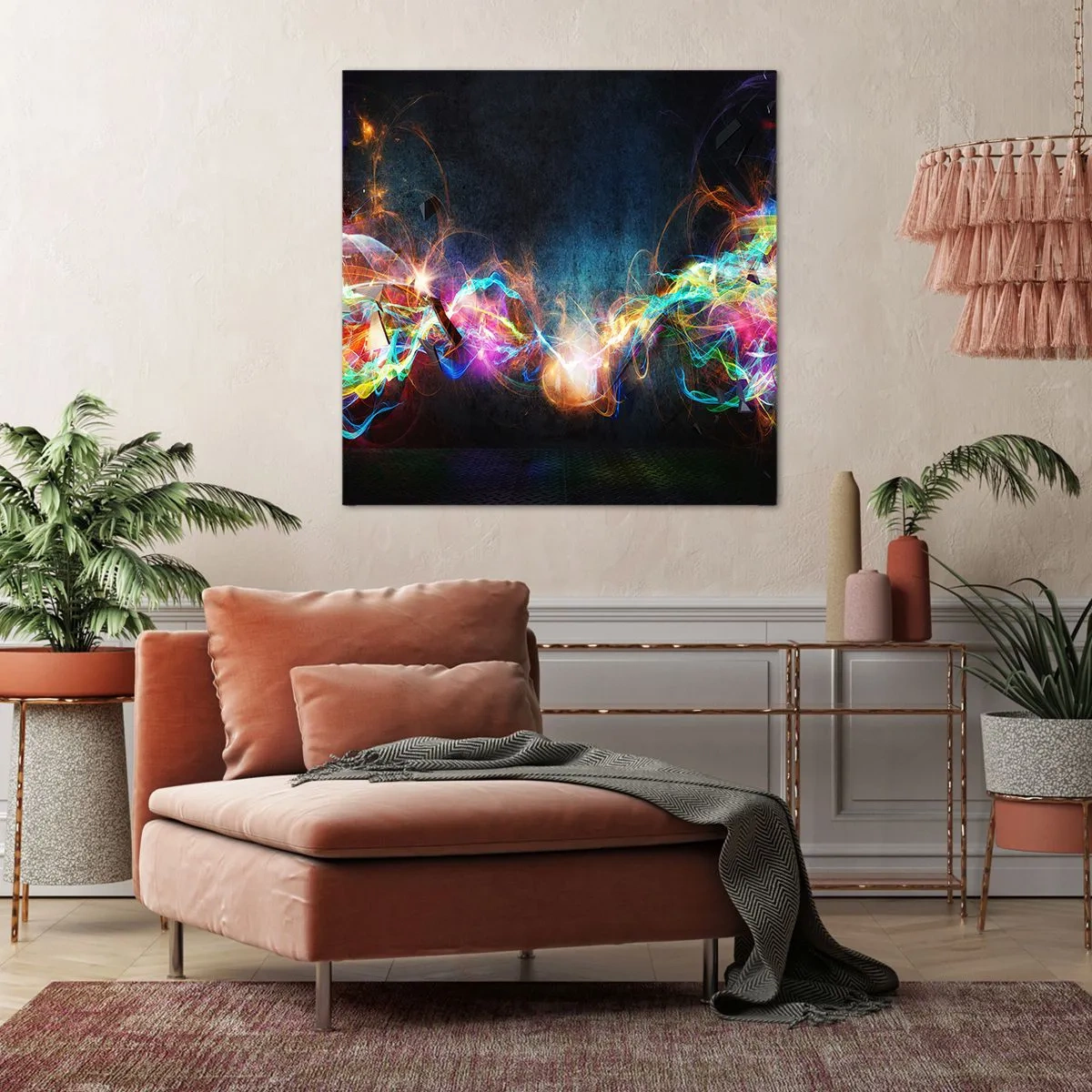 Bild auf Leinwand - Leinwandbild - Freudig gegen die Dunkelheit - 40x40 cm
