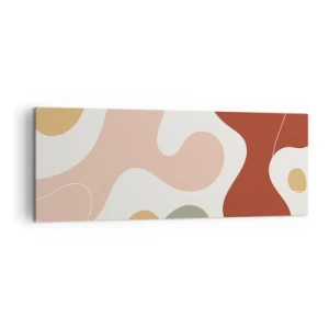 Bild auf Leinwand - Leinwandbild - Eine abstrakte Komposition in Pastelltönen mit dynamischen Formen. - 140x50cm - Kringel oder Schnörkel? - Moderne Wanddekoration für Wohnzimmer und Schlafzimmer ARTTOR