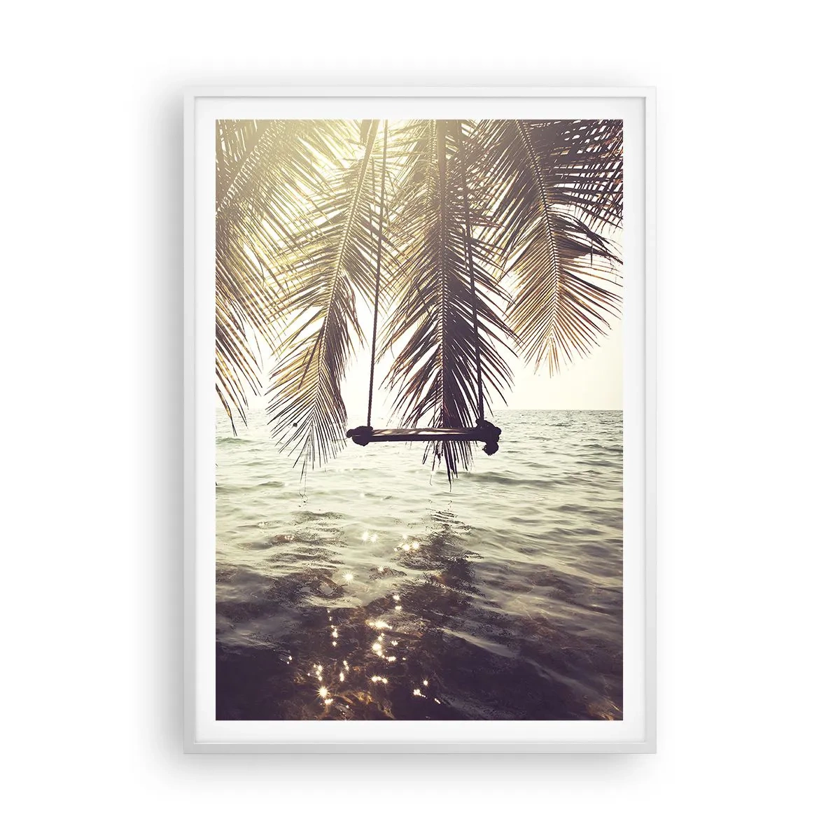 Poster in einem weißen Rahmen - Sie können nach Belieben in den Wolken schwingen - 70x100 cm