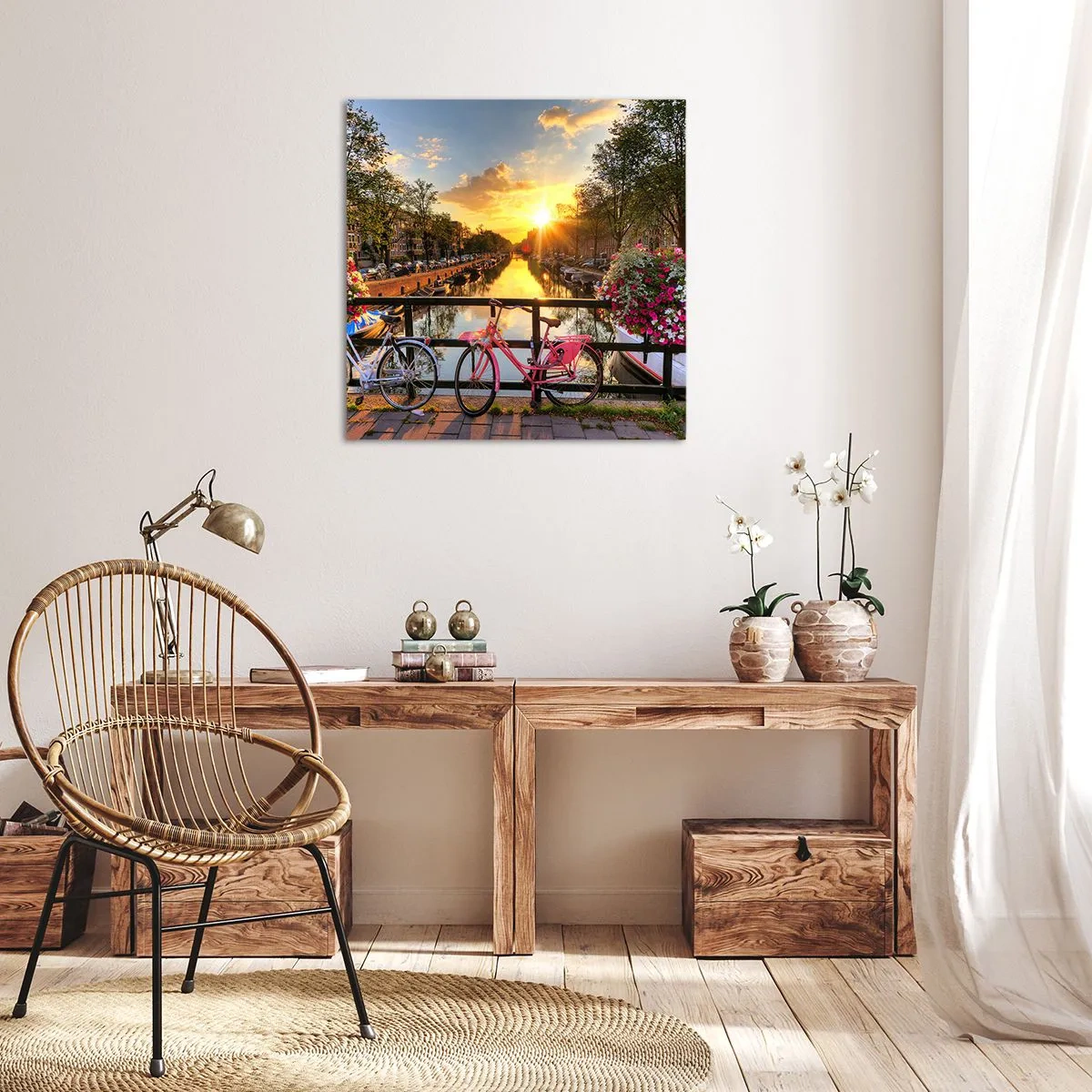 Bild auf Leinwand - Leinwandbild - Frühlingsmorgen in Amsterdam - 30x30 cm
