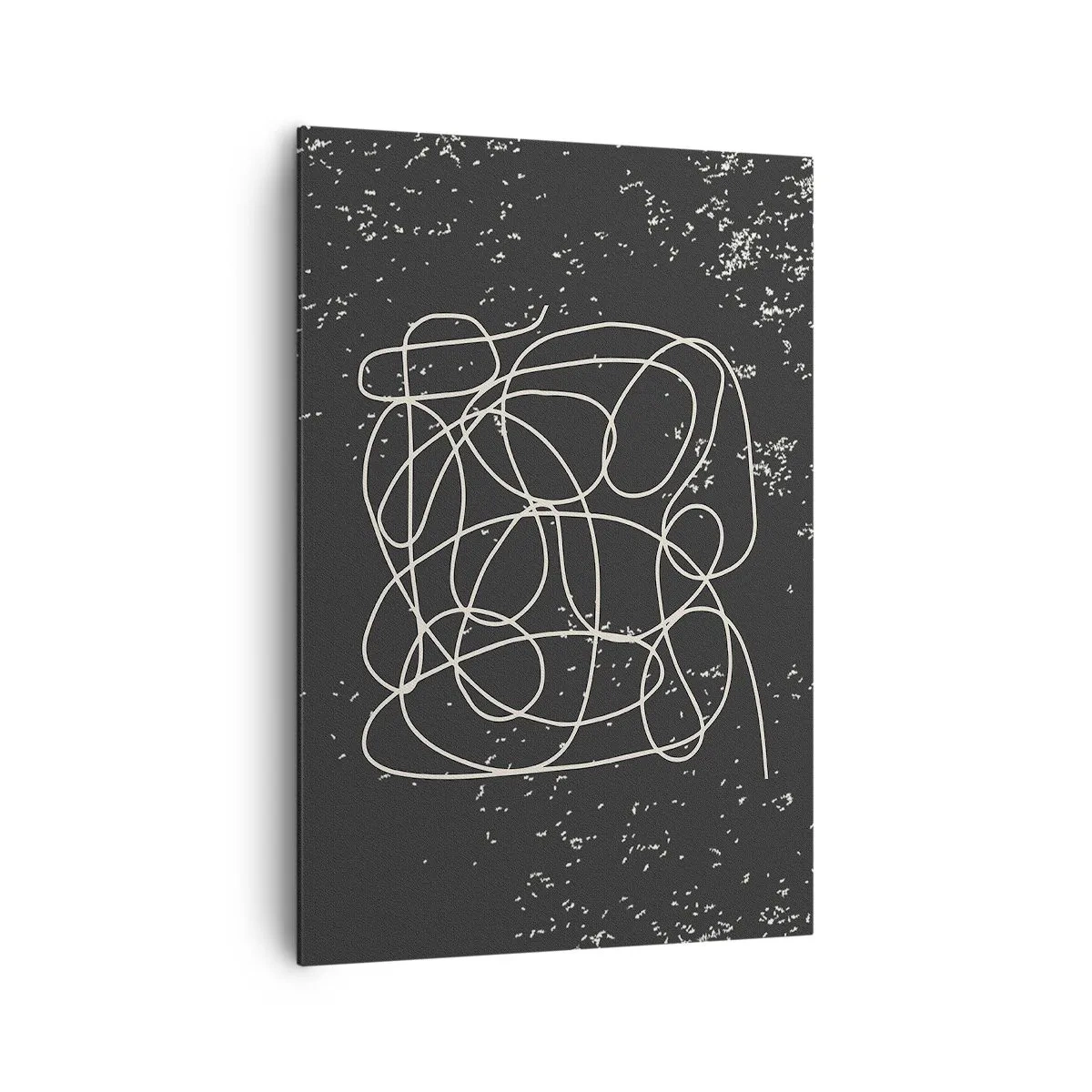 Bild auf Leinwand - Leinwandbild - Abstrakte Linie auf schwarzem Hintergrund mit feinen Details - 70x100cm - Wandernde, umherschweifende Gedanken - Moderne Wanddekoration für Wohnzimmer und Schlafzimmer ARTTOR