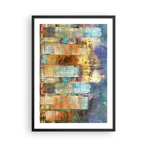 Poster in einem schwarzem Rahmen - Aquarell-Stachelrochen in Blautönen auf hellem Hintergrund - 50x70cm - Sonnige Metropole - Moderne Wanddekoration für Wohnzimmer und Schlafzimmer ARTTOR
