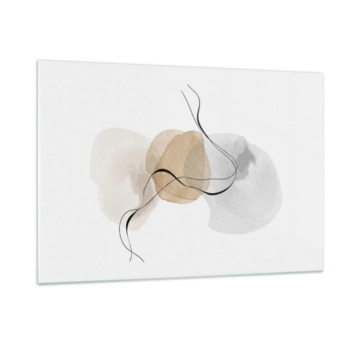 Glasbild - Bild auf glas - Eine subtile Abstraktion mit pastellfarbenen Punkten und schwarzen Linien. - 120x80cm - Luftperlen - Moderne Wanddekoration für Wohnzimmer und Schlafzimmer ARTTOR