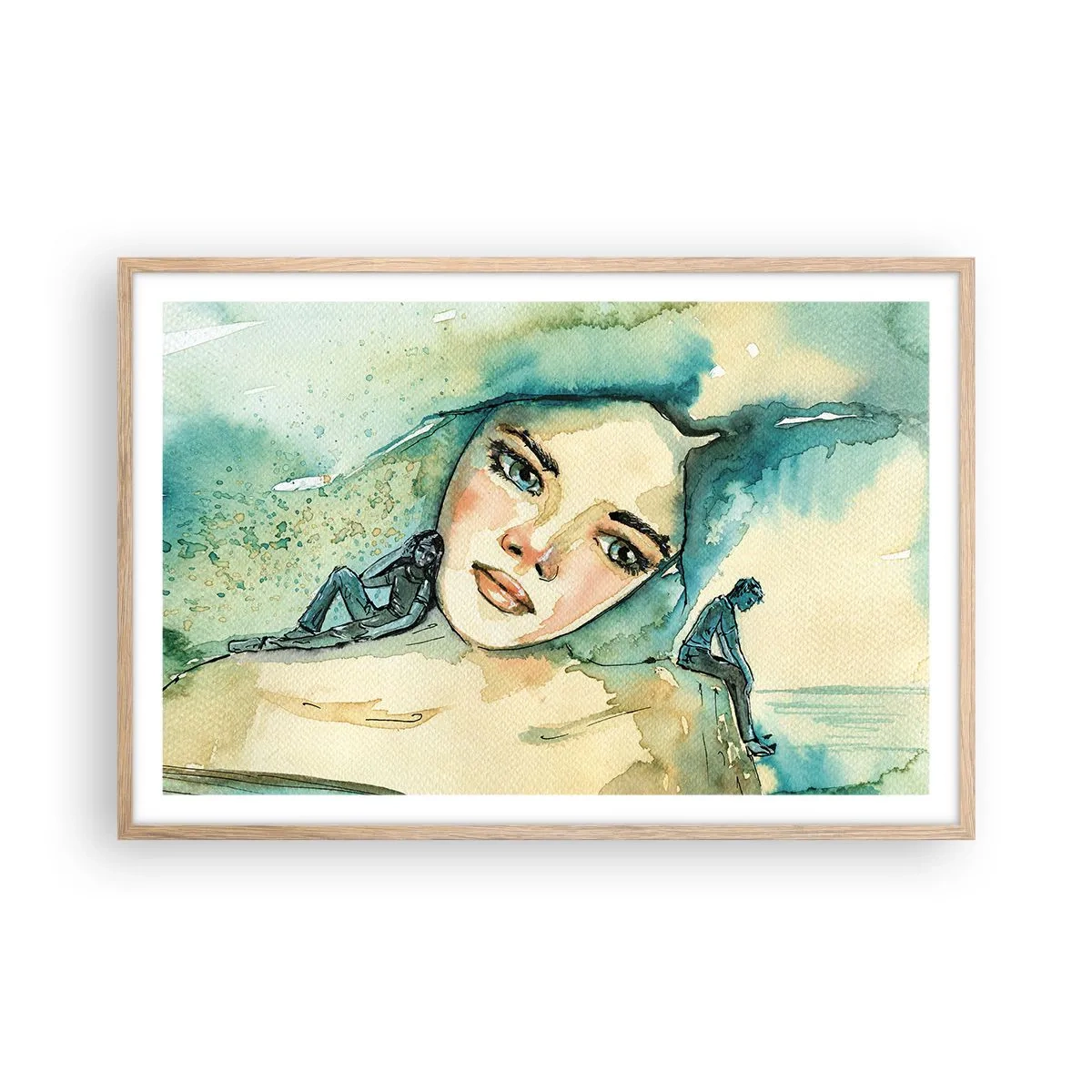 Poster in einem Rahmen aus heller Eiche - Bin ich blau? - 91x61 cm