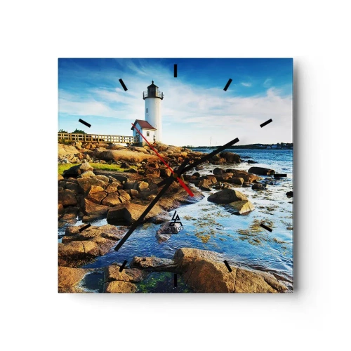 Wanduhr - Glasuhr - Komm glücklich zurück, ich warte - 40x40 cm