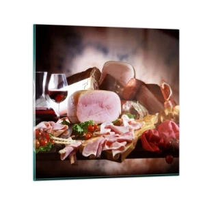 Glasbild - Bild auf glas - Ein kulinarischer Traum mit einer Karaffe - 40x40 cm