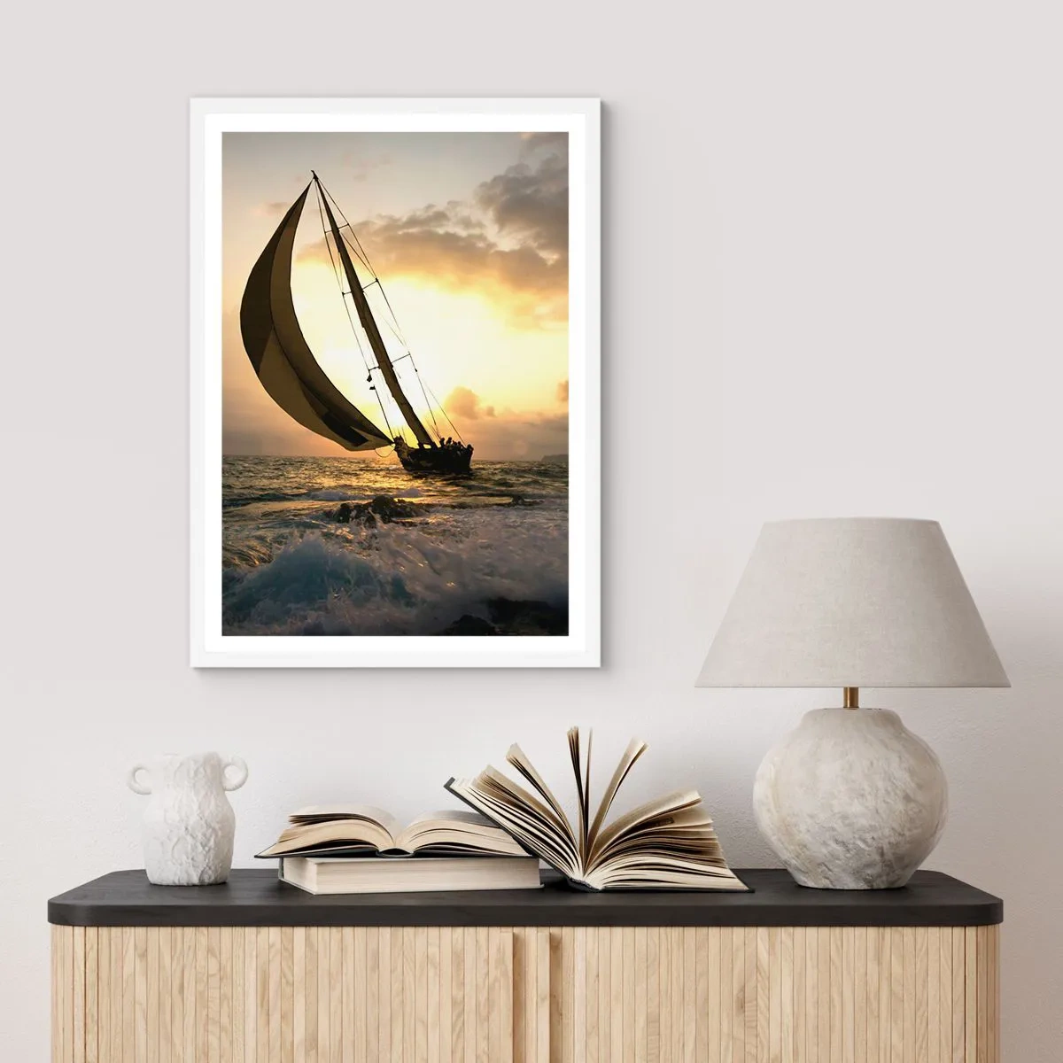 Poster in einem weißen Rahmen - Mit dem Wind und gegen den Wind - 50x70 cm