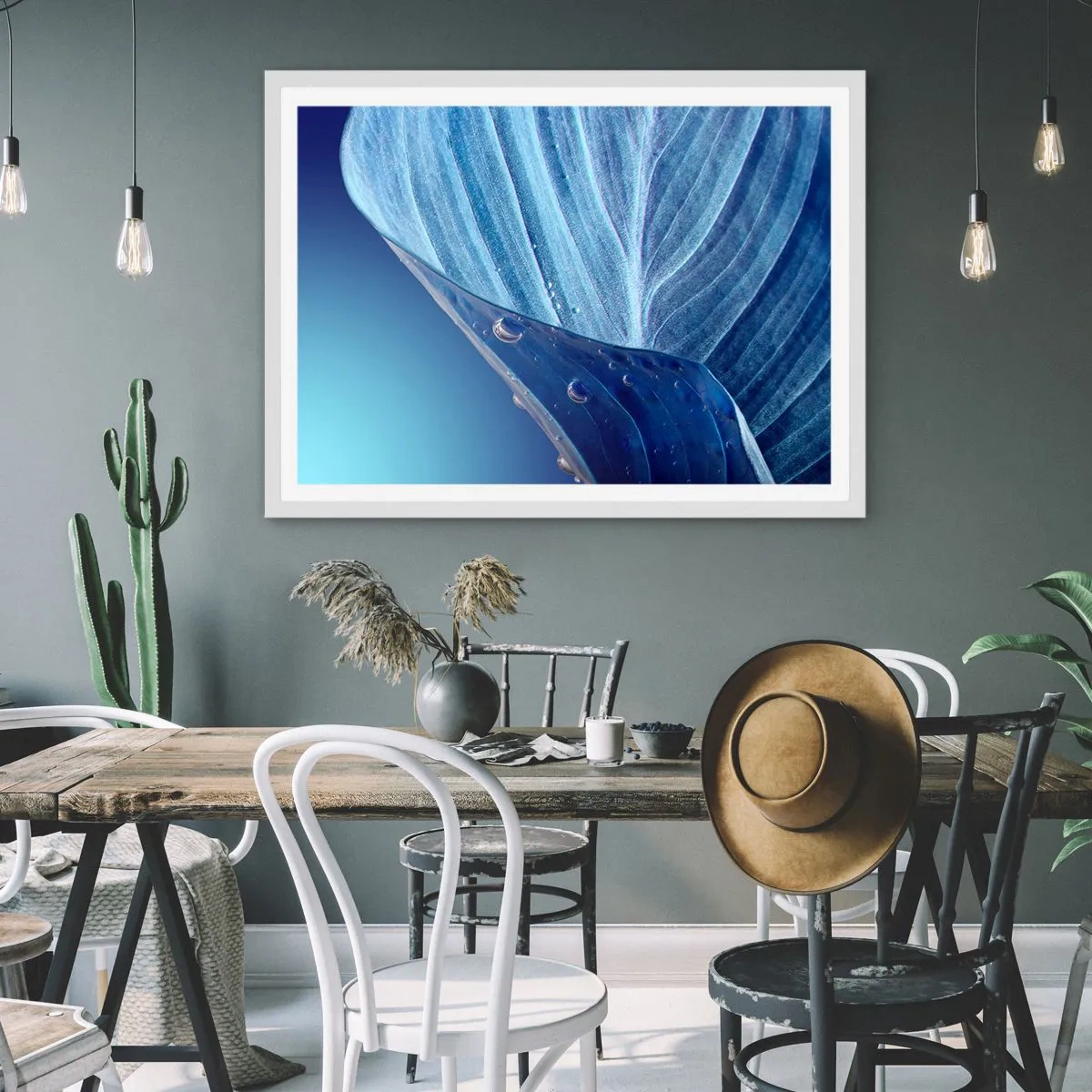 Poster in einem weißen Rahmen - Versteckte Tropfen vom Blau - 50x40 cm