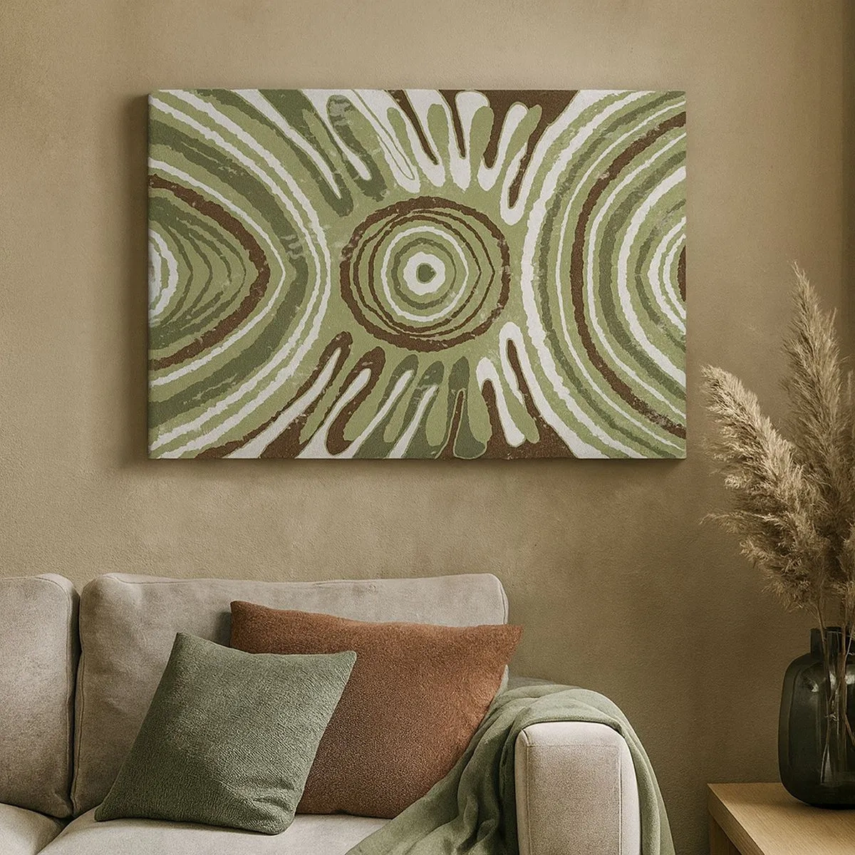 Bild auf Leinwand - Leinwandbild - Abstrakte Muster in Grün- und Brauntönen - 70x50cm - Explosion von Emotionen - Moderne Wanddekoration für Wohnzimmer und Schlafzimmer ARTTOR