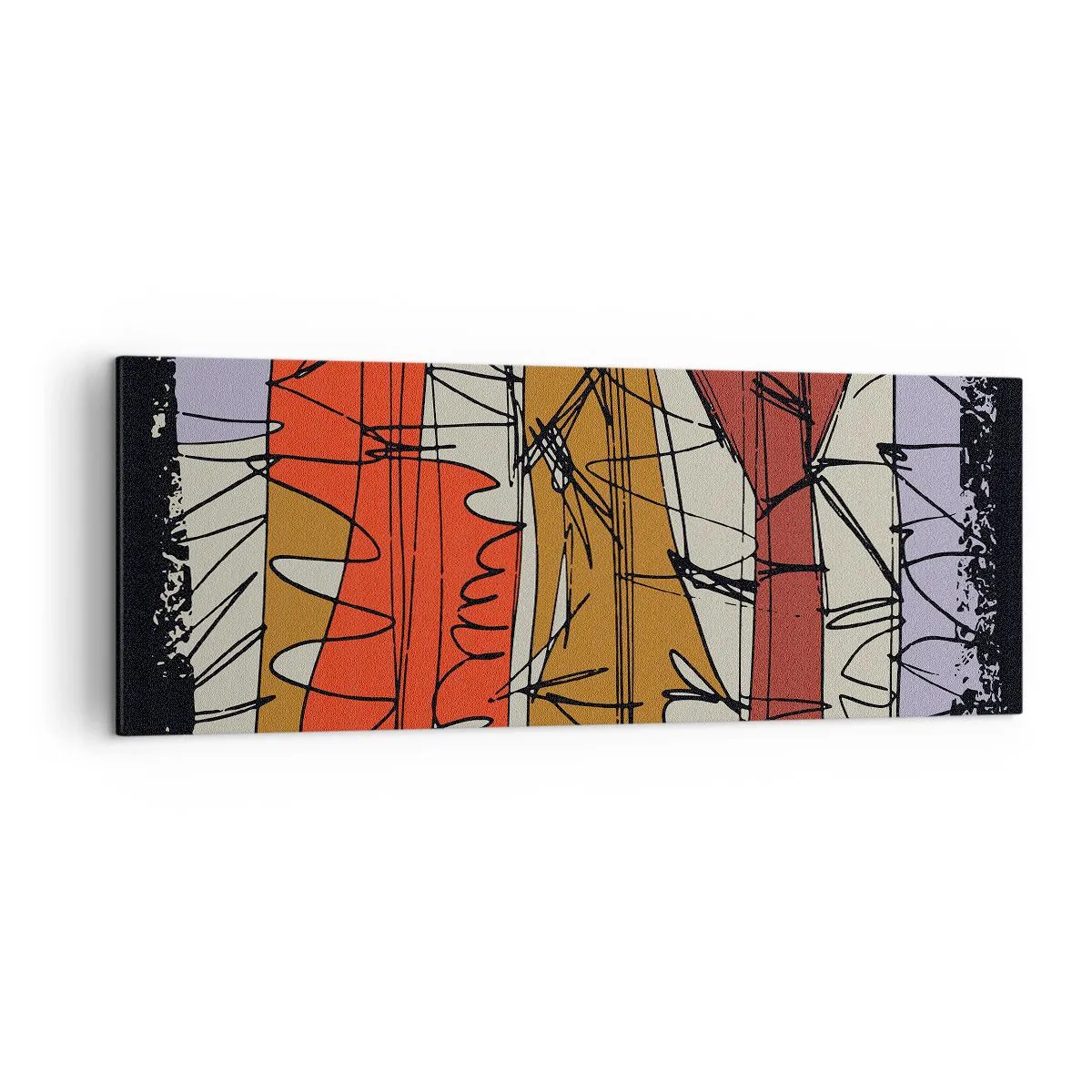 Bild auf Leinwand - Leinwandbild - Abstrakte Komposition in intensiven Farben - 140x50cm - Spontane Komposition - Moderne Wanddekoration für Wohnzimmer und Schlafzimmer ARTTOR