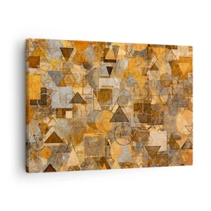 Bild auf Leinwand - Leinwandbild - Abstrakte geometrische Muster in Goldtönen - 70x50cm - Die Welt in Form - Moderne Wanddekoration für Wohnzimmer und Schlafzimmer ARTTOR