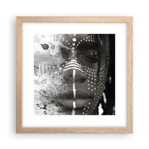 Poster in einem Rahmen aus heller Eiche - Entdecke den Urgeist - 30x30 cm