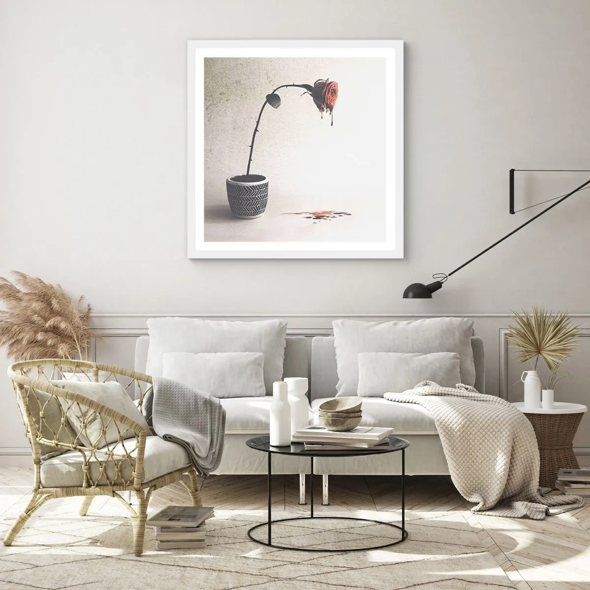 Poster in einem weißen Rahmen - Rosa dolorosa - 30x30 cm