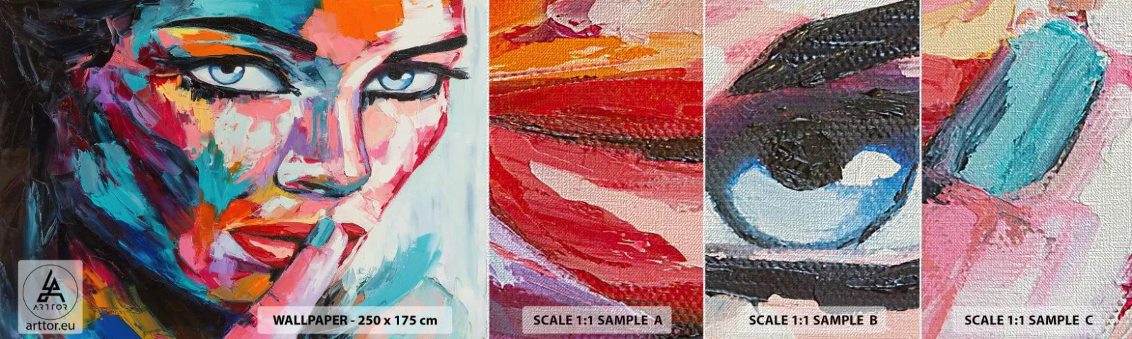 Fototapeten Muster Premium Canvas - Unser erstes Geheimnis - Porträt einer Frau, Gesicht, Stück - 100x30 cm