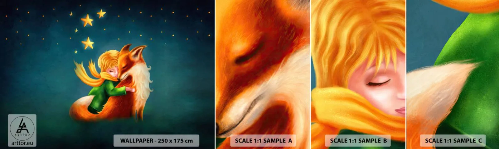 Fototapetenmuster Standard Eco - Kleiner Prinz - Für Kinder, Fuchs, Junge - 100x30 cm