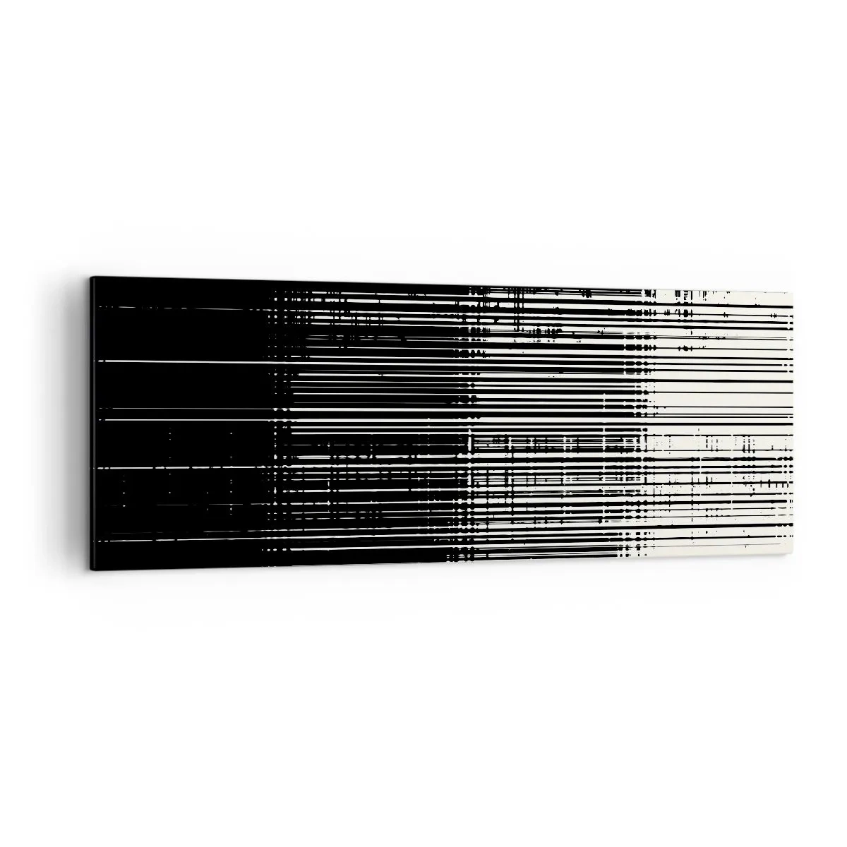 Bild auf Leinwand - Leinwandbild - Abstrakte Linienkomposition in kontrastierendem Schwarz und Weiß - 140x50cm - Wellen und Vibrationen - Moderne Wanddekoration für Wohnzimmer und Schlafzimmer ARTTOR