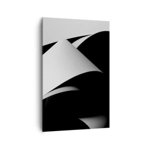 Bild auf Leinwand - Leinwandbild - Abstrakte Formen in Schwarz und Weiß mit auffälligen Kontrasten - 80x120cm - Lichtflächen aus der Schattentiefe - Moderne Wanddekoration für Wohnzimmer und Schlafzimmer ARTTOR