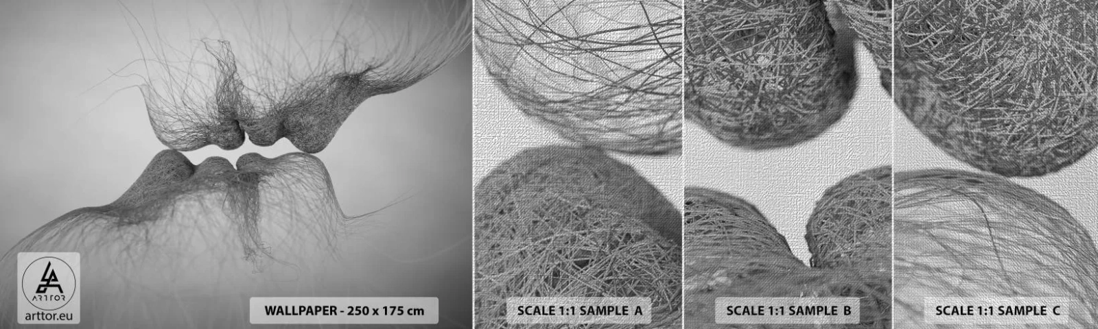 Fototapeten Muster Premium Canvas - Kuss des Windes - Abstraktion, Grafik, Liebe - 100x30 cm