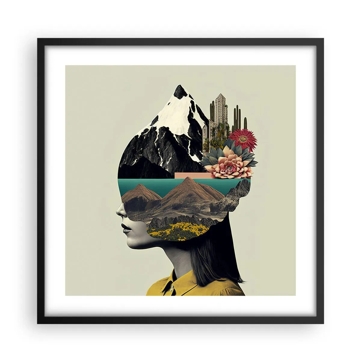 Poster in einem schwarzem Rahmen - Frau – bleibt immer ein Geheimnis - 50x50 cm