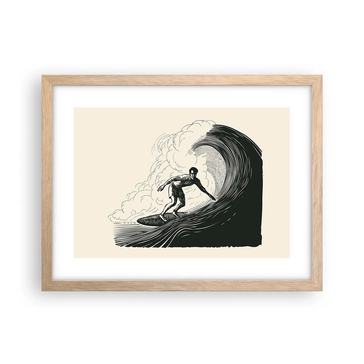 Poster in einem Rahmen aus heller Eiche - König der Welle - 40x30 cm