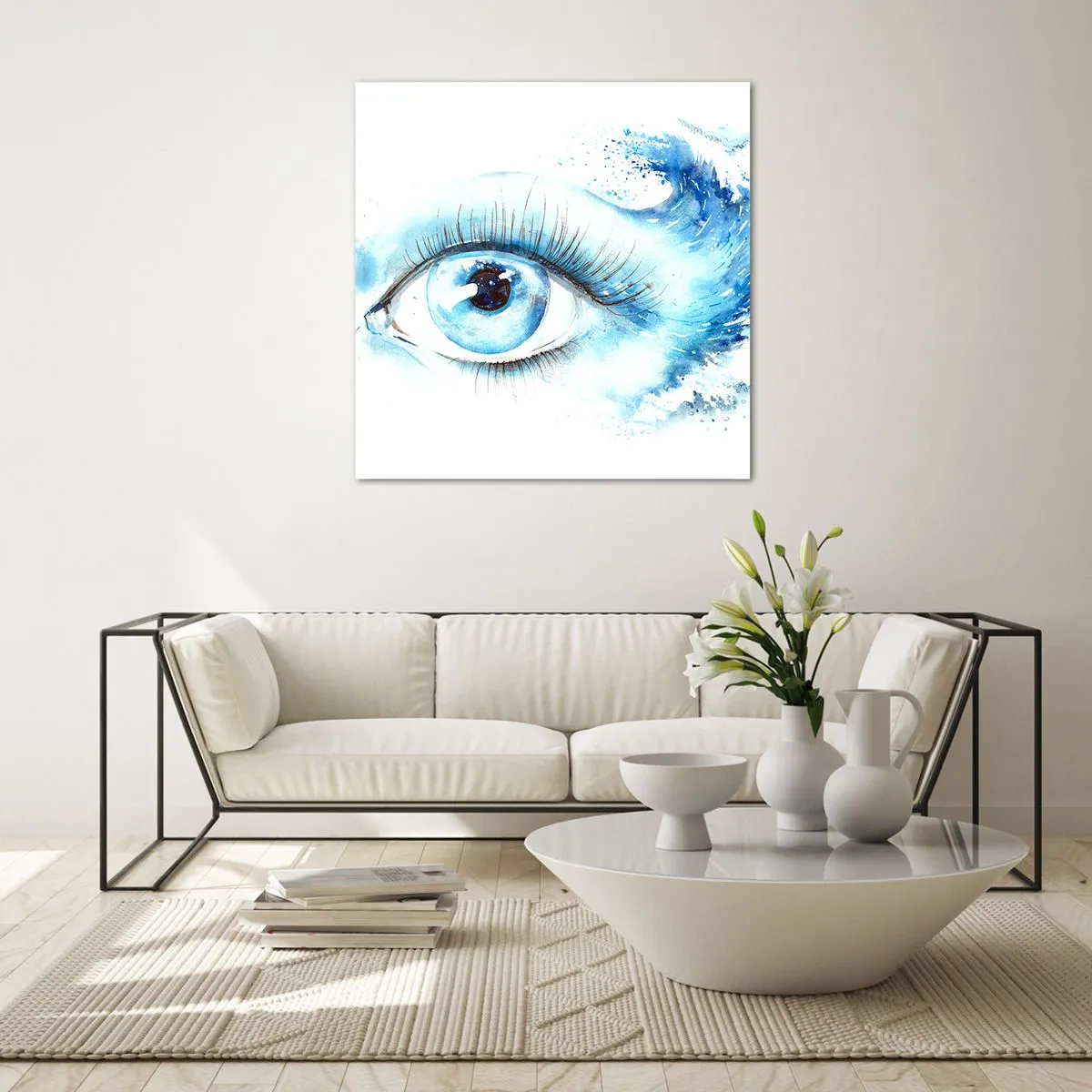 Glasbild - Bild auf glas - Tauchen Sie ein in das Blau der Blicke - 60x60 cm
