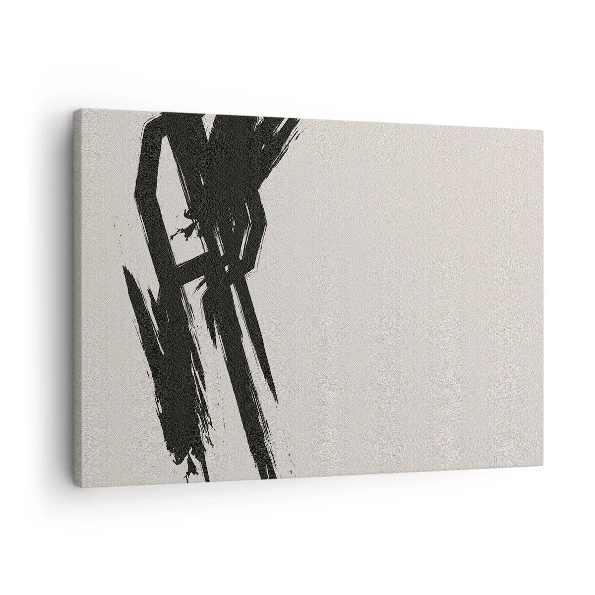 Bild auf Leinwand - Leinwandbild - Dynamische Pinselstriche in Schwarz auf hellem Hintergrund - 70x50cm - Unaufhaltsamer Trieb - Moderne Wanddekoration für Wohnzimmer und Schlafzimmer ARTTOR