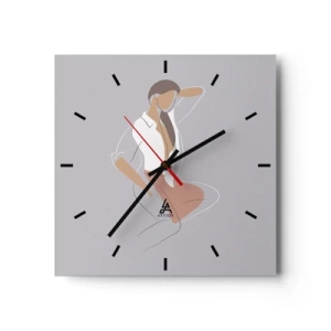 Wanduhr - Glasuhr - Ein minimalistisches Frauenporträt in Pastellfarben. - 30x30cm - Umriss der Anmut - Moderne Wanddekoration für Wohnzimmer und Schlafzimmer ARTTOR