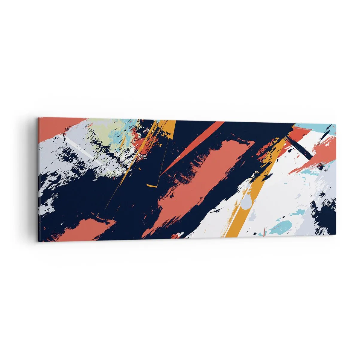 Bild auf Leinwand - Leinwandbild - Abstrakte Pinselstriche in leuchtenden Farben - 140x50cm - Dynamische Komposition - Moderne Wanddekoration für Wohnzimmer und Schlafzimmer ARTTOR