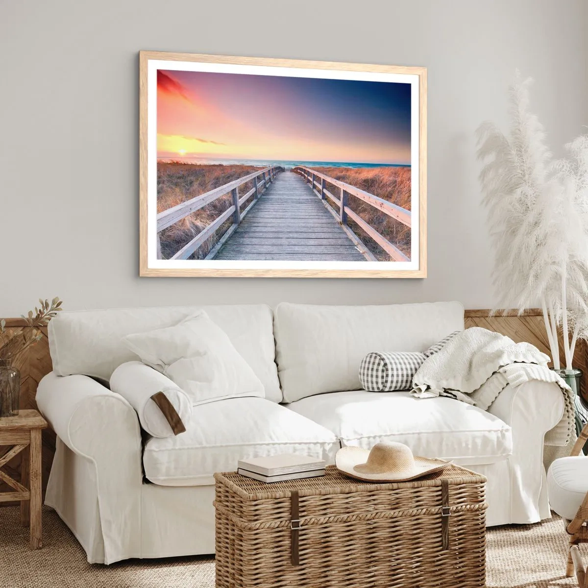 Poster in einem Rahmen aus heller Eiche - Baltische Abend-Aurora - 40x30 cm