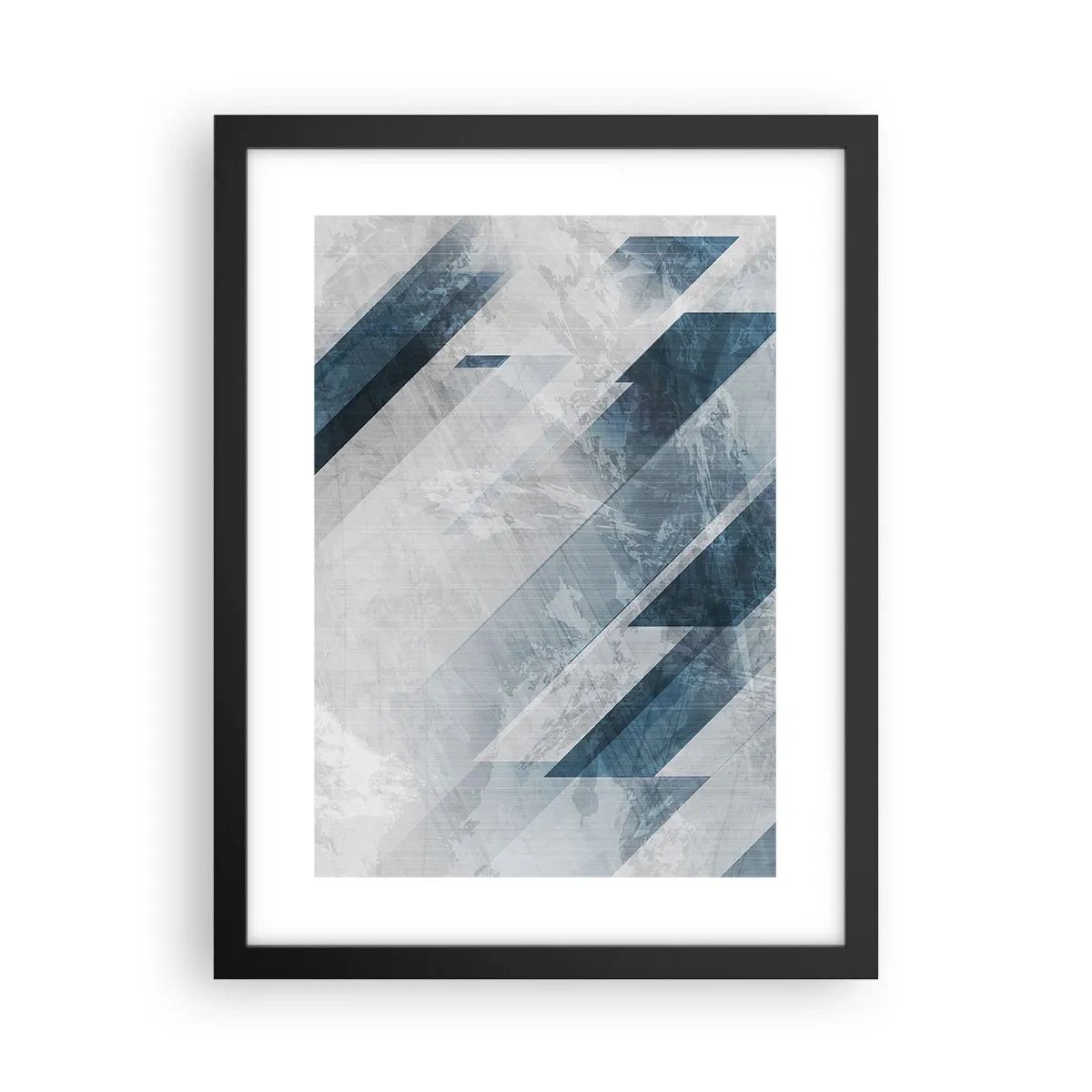 Poster in einem schwarzem Rahmen - Räumliche Komposition - graue Bewegung - 30x40 cm
