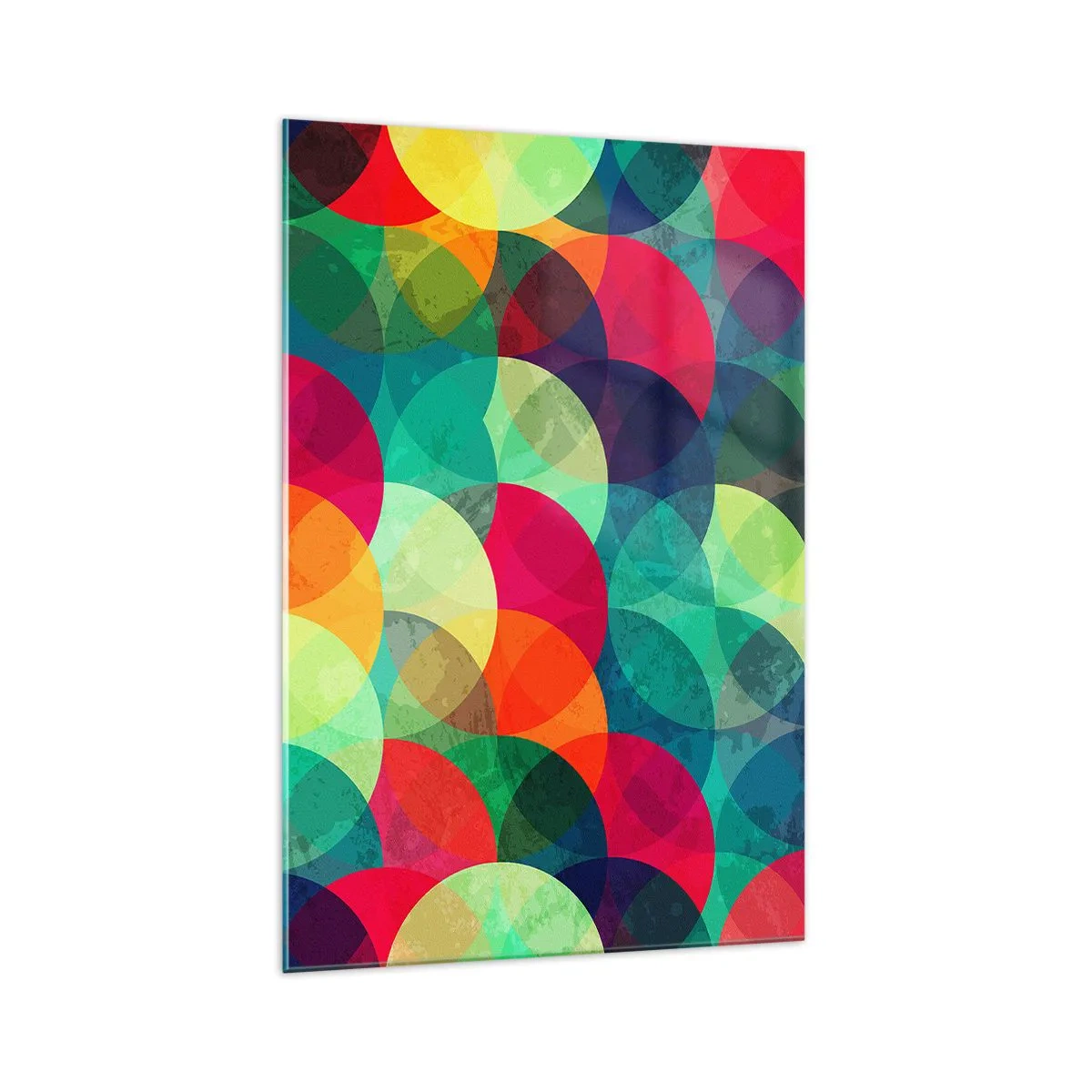 Glasbild - Bild auf glas - Bunte geometrische Muster aus Kreisen und Halbkreisen - 70x100cm - Aufstieg zum Regenbogen - Moderne Wanddekoration für Wohnzimmer und Schlafzimmer ARTTOR