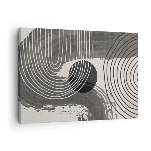 Bild auf Leinwand - Leinwandbild - Geometrische Linien und Ovale in monochromen Farbtönen - 70x50cm - Oval gewinnt - Moderne Wanddekoration für Wohnzimmer und Schlafzimmer ARTTOR