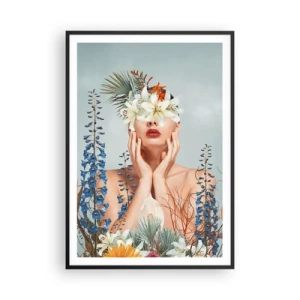 Poster in einem schwarzem Rahmen - Frau - Blume - 70x100 cm