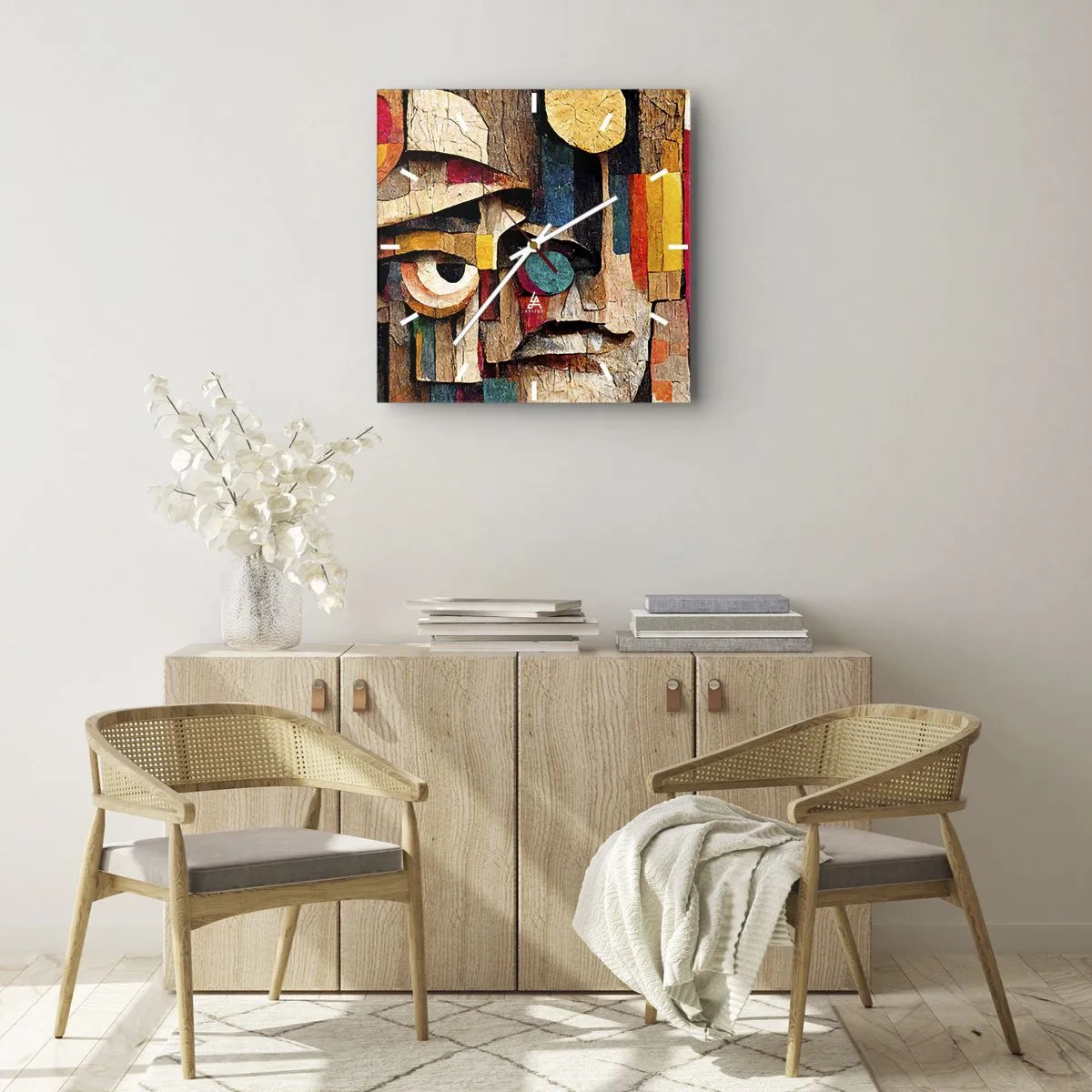 Wanduhr - Glasuhr - Abstrakte Gesichter in intensiven Farben - 30x30cm - Ich sehe dich… - Moderne Wanddekoration für Wohnzimmer und Schlafzimmer ARTTOR