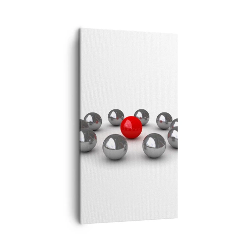 Bild auf Leinwand - Leinwandbild - Ein Kreis in Silber und Rot - 45x80 cm