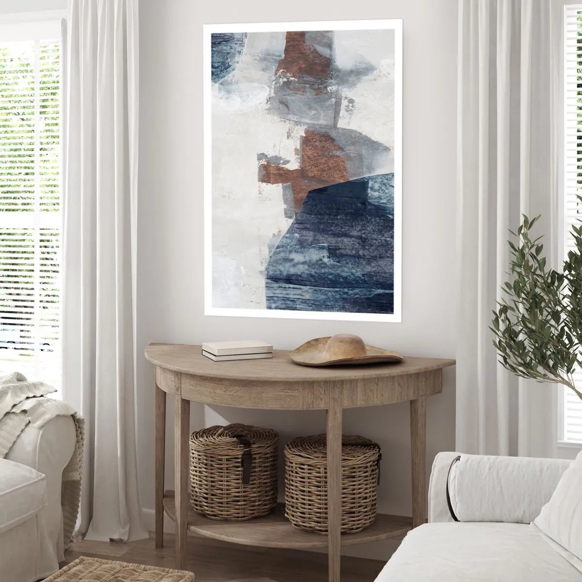 Poster - Blaue und braune Formen - 70x100 cm