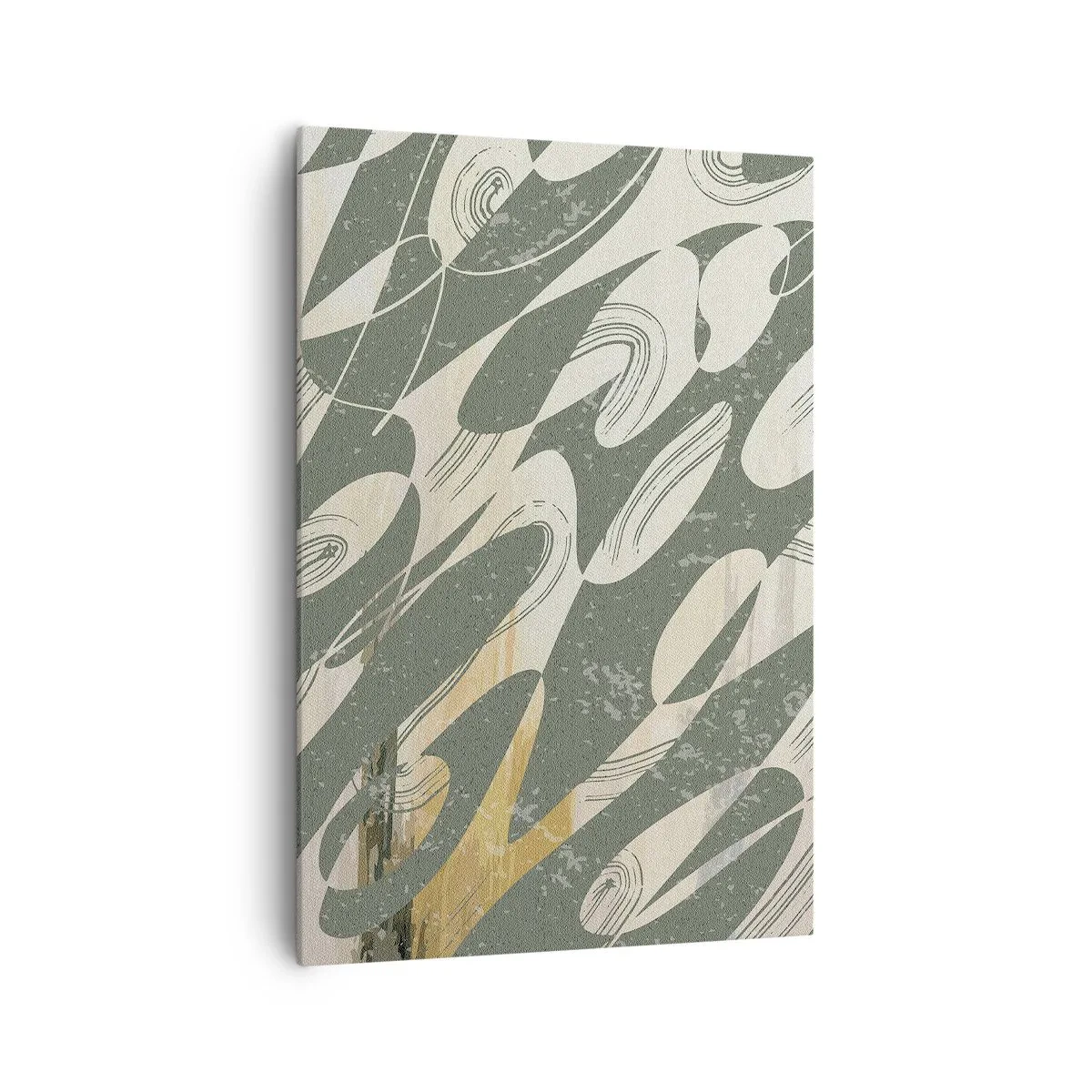 Bild auf Leinwand - Leinwandbild - Dynamische Formen in Grün- und Goldtönen - 70x100cm - Rhythmische Abstraktion - Moderne Wanddekoration für Wohnzimmer und Schlafzimmer ARTTOR