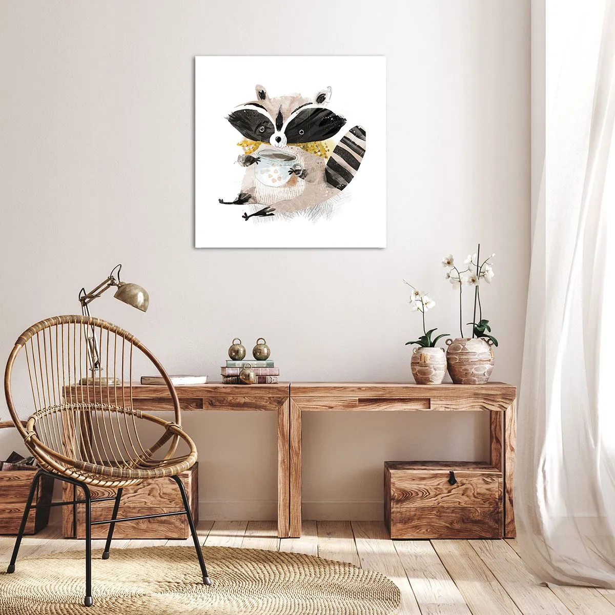 Bild auf Leinwand - Leinwandbild - Mein Freund der Waschbär - 70x70 cm