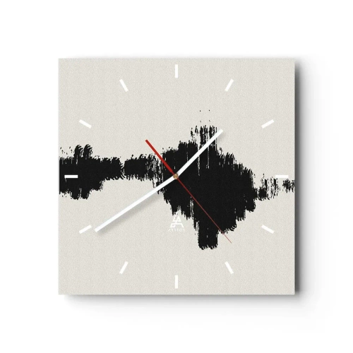 Wanduhr - Glasuhr - Ein abstraktes Motiv, das einer Schallwelle im minimalistischen Stil ähnelt. - 30x30cm - Schwingungen der Fantasie - Moderne Wanddekoration für Wohnzimmer und Schlafzimmer ARTTOR