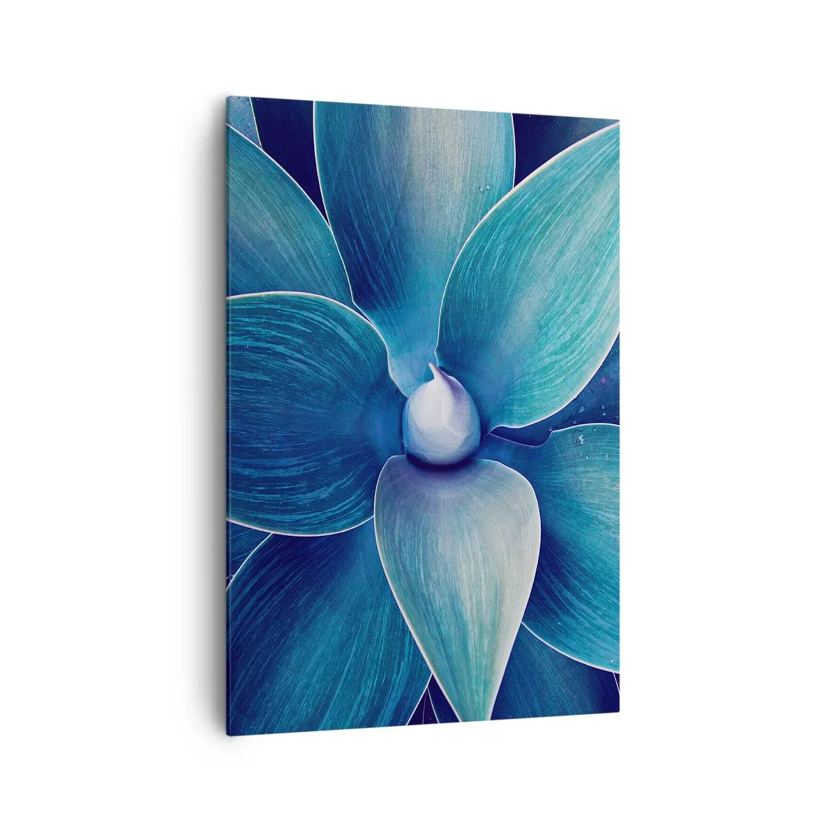 Bild auf Leinwand - Leinwandbild - Nahaufnahme einer abstrakten Blume in Blautönen - 70x100cm - Bläulich vom Himmel - Moderne Wanddekoration für Wohnzimmer und Schlafzimmer ARTTOR